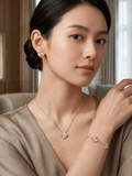 VCA Clover Two Tone Guilloche Jewelry Set - S003