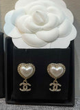 Pearl Heart Drop Earrings - E027