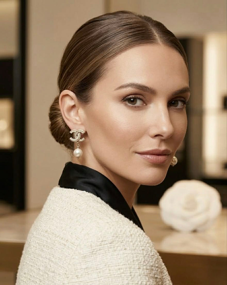 Classic Pearl Drop CC Earrings - E012