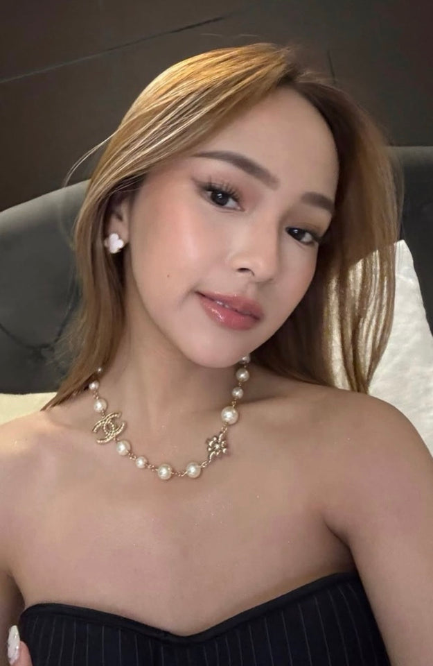 CC Pearl Charm Semi Choker Necklace - N029