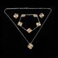 VCA Clover Two Tone Guilloche Jewelry Set - S003