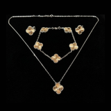 VCA Clover Two Tone Guilloche Jewelry Set - S003