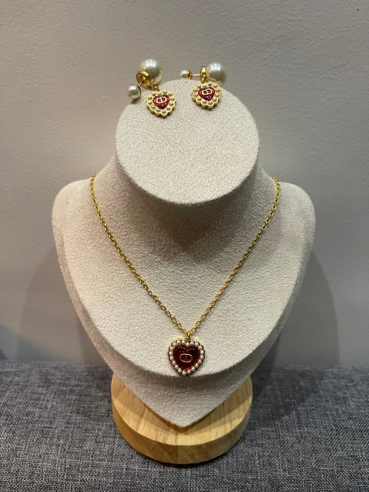 CD Red Heart Necklace - N005