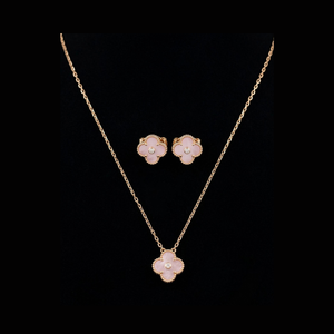 Clover Pink Mother of Pearl Jewelry Set- S004