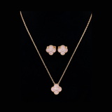 Clover Pink Mother of Pearl Jewelry Set- S004