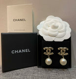 Elegant CC Pearl Drop Earrings - E002