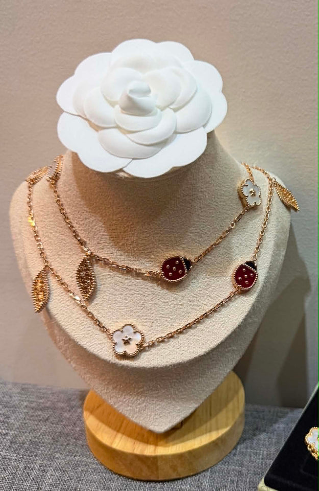 Luck Spring Lady Bug Long Necklace - N033