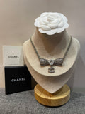 Luxury Crystal Bow Silver Necklace - N004