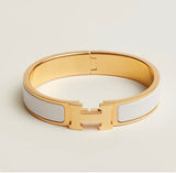 Clic H Bracelet White in Gold Hardware - B005