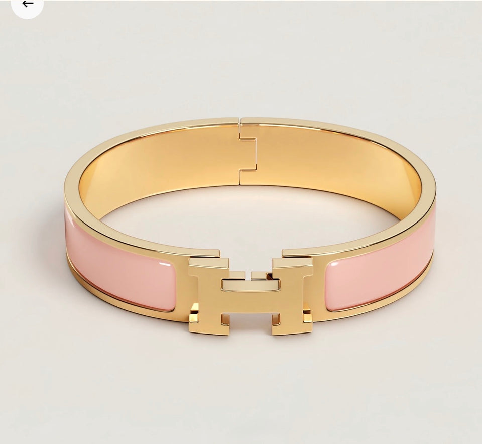 Clic H Bracele Pink in Gold Hardware - B008