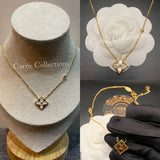 Gold Clover Pearl Accent Necklace - N011