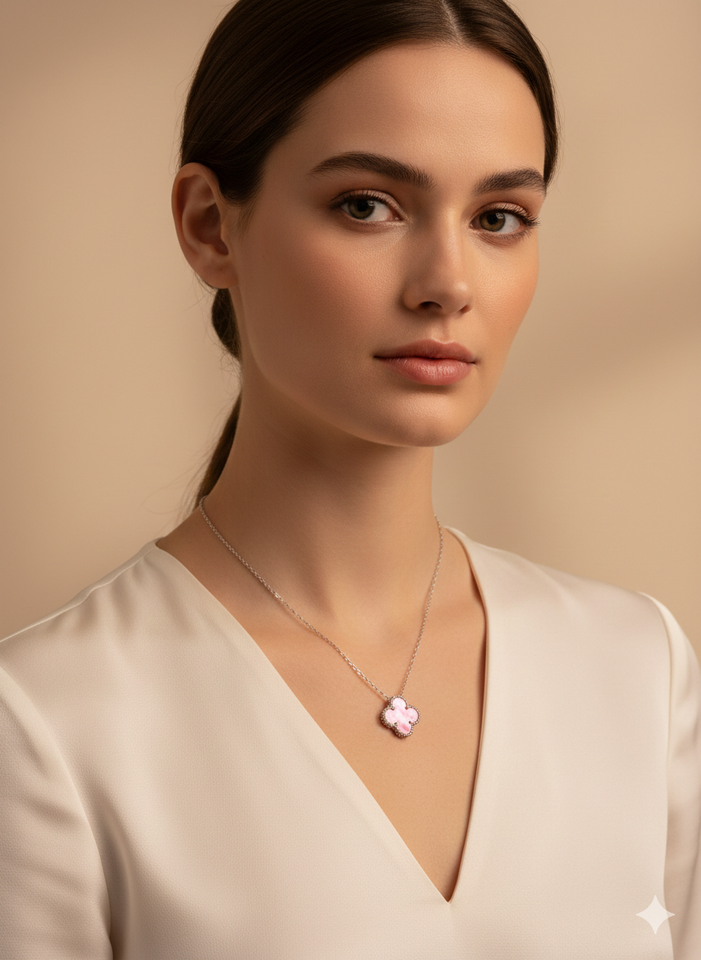 Clover Pink MOP Pendant Necklace - N020