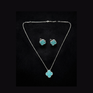 Clover Turquoise Necklace & Earrings Set - S005