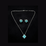 Clover Turquoise Necklace & Earrings Set - S005