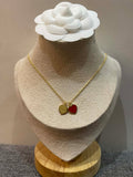 Double Red Heart Pendant Necklace - N003