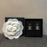 Camellia Black CC Stud Earrings - E029