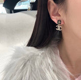 Camellia Black CC Stud Earrings - E029