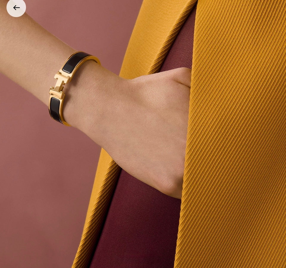 Clic H Bracelet Black in Gold Hardware - B007