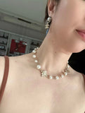 CC Pearl Charm Semi Choker Necklace - N029