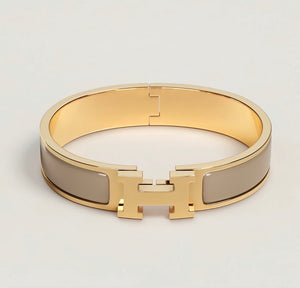 Clic H Bracelet Taupe in Gold Hardware - B009