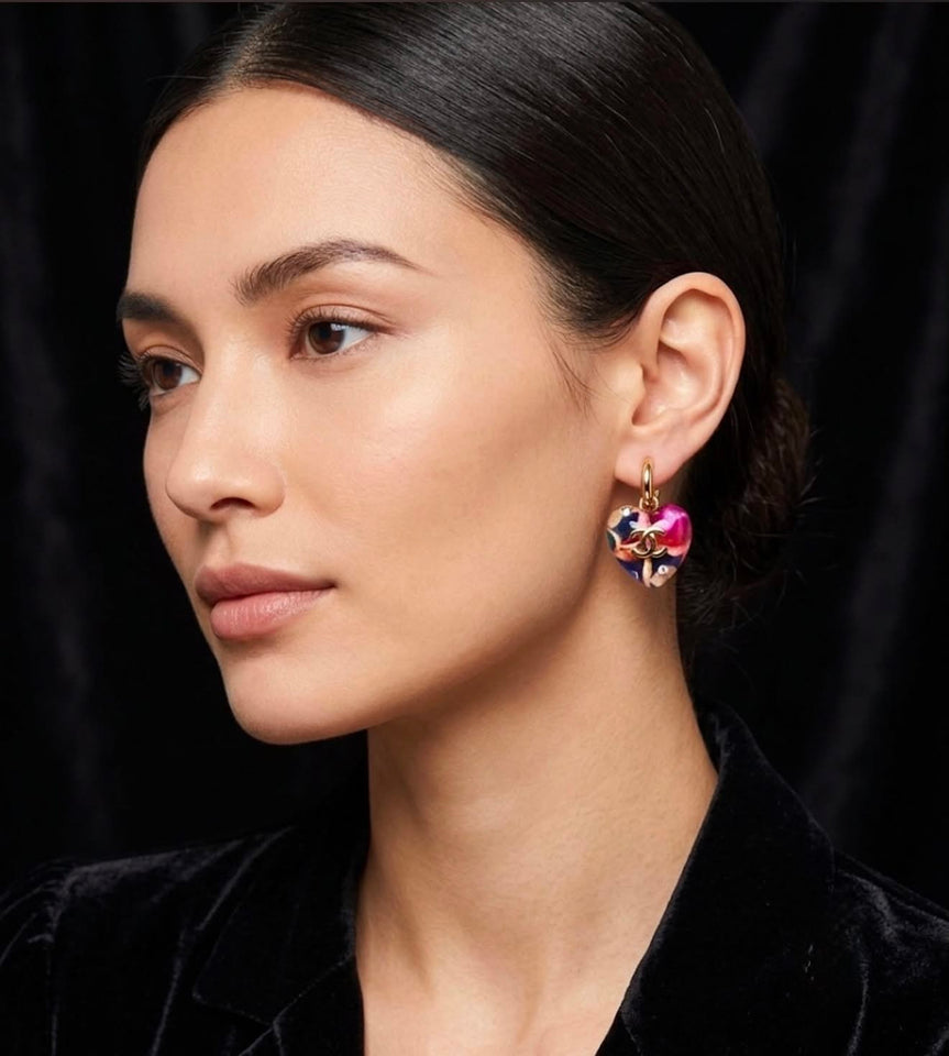 CC Vibrant Color Heart Earrings - E044
