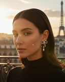 Crystal Bow Teardrop Pearl Earrings - E007