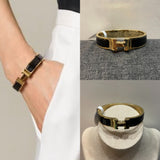 Clic H Bracelet Black in Gold Hardware - B007