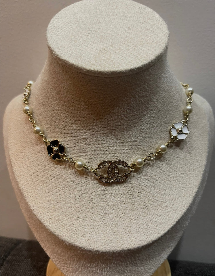 Camellia Chain Semi Choker Necklace - N015