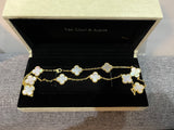 VCA 10 Clover Motif Gold Chain in Mother of Pearl Necklace - N016