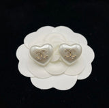 CC Pearl Heart Stud Earrings - E036