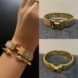 Clic H Bracelet Taupe in Gold Hardware - B009