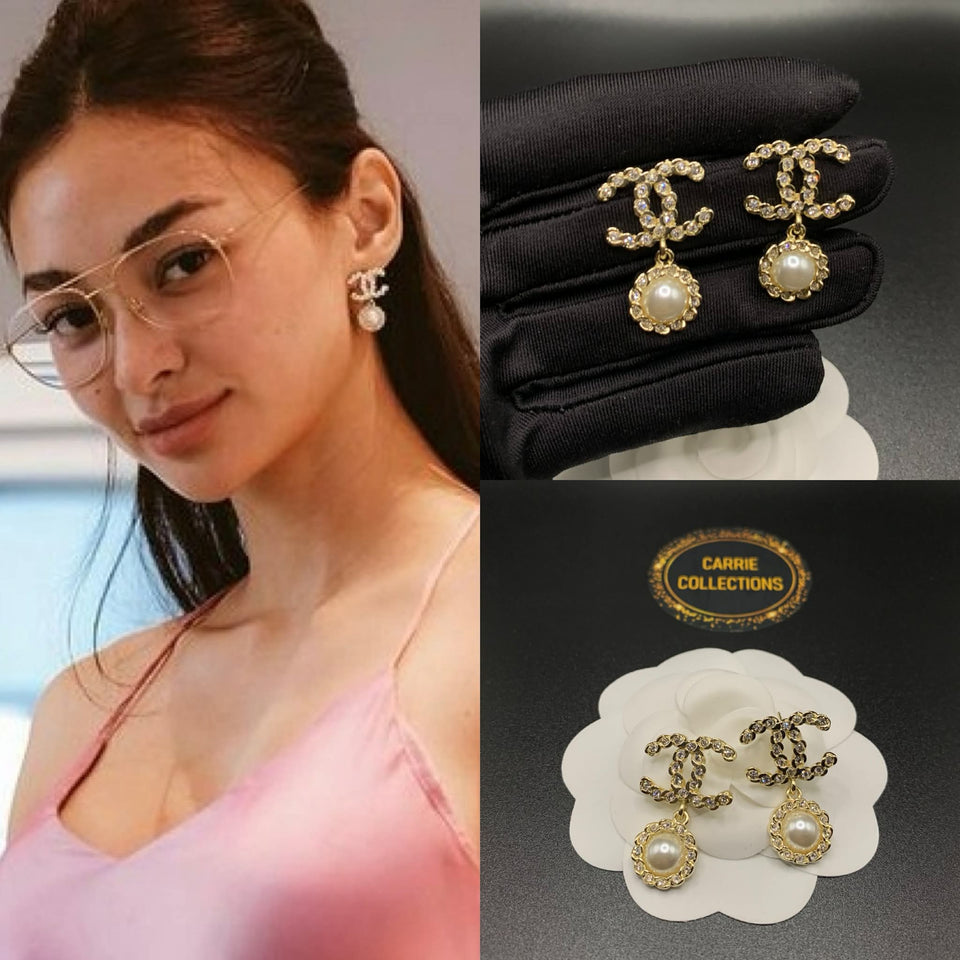 CC Scalloped Pearl Drop Earrings - E015