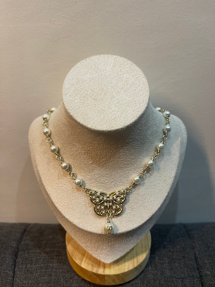 CD Pearl Butterfly Gold Necklace - N008
