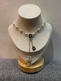 CC Black White Camellia Tassel Necklace – N014
