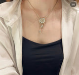 Elegant Pearl Camellia Necklace - N013