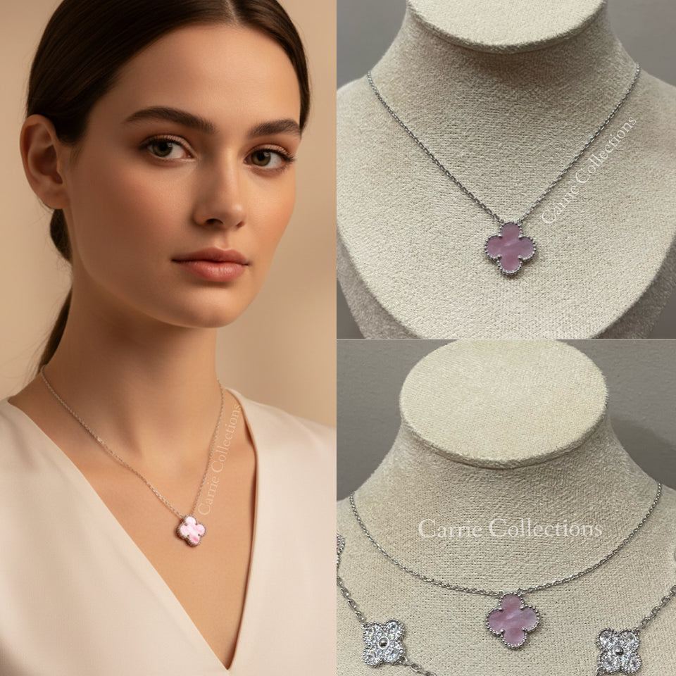 Clover Pink MOP Pendant Necklace - N020