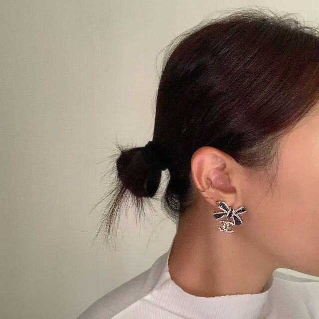 Luxury Crystal Bow CC Earrings - E022