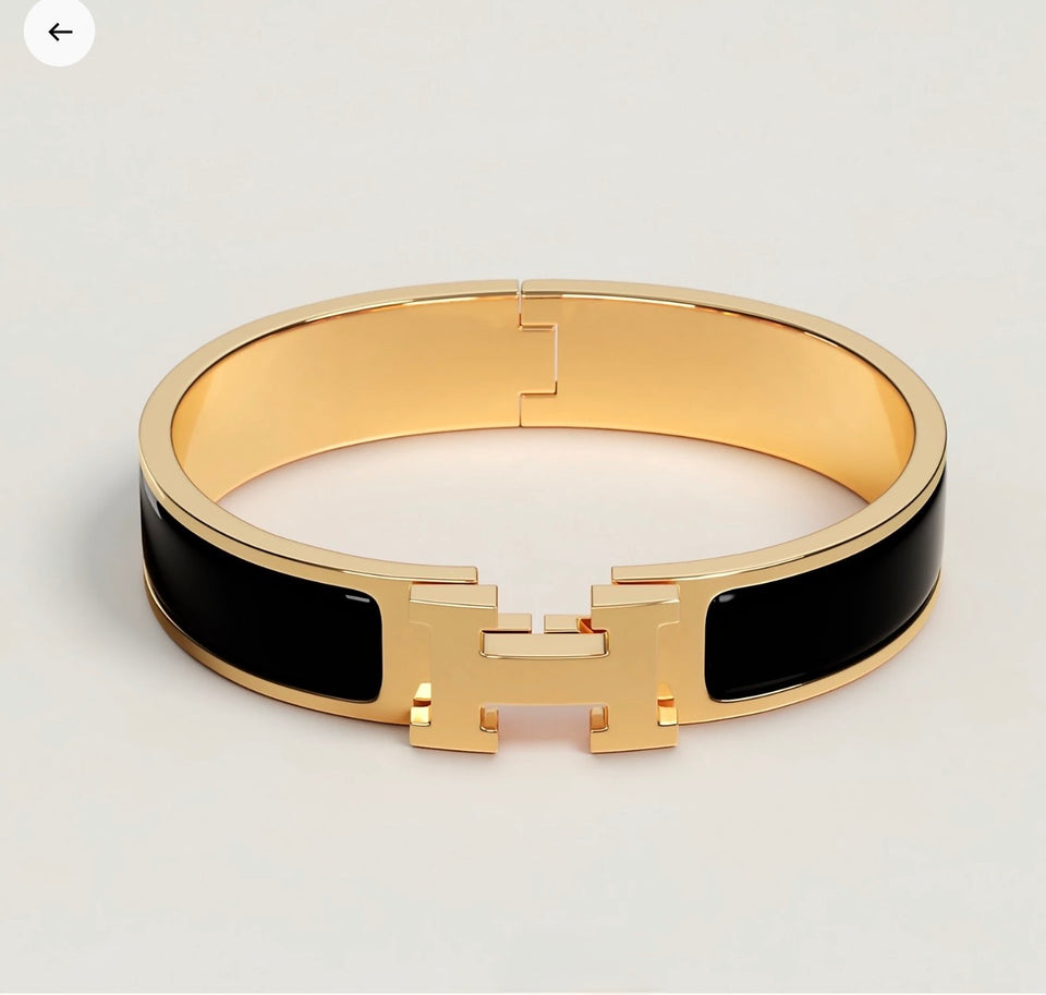 Clic H Bracelet Black in Gold Hardware - B007