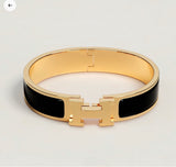 Clic H Bracelet Black in Gold Hardware - B007