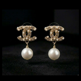 Elegant CC Pearl Drop Earrings - E002