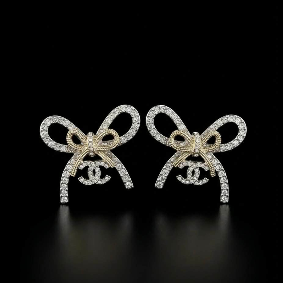 Two Tone Bow Knot Earrings - E005