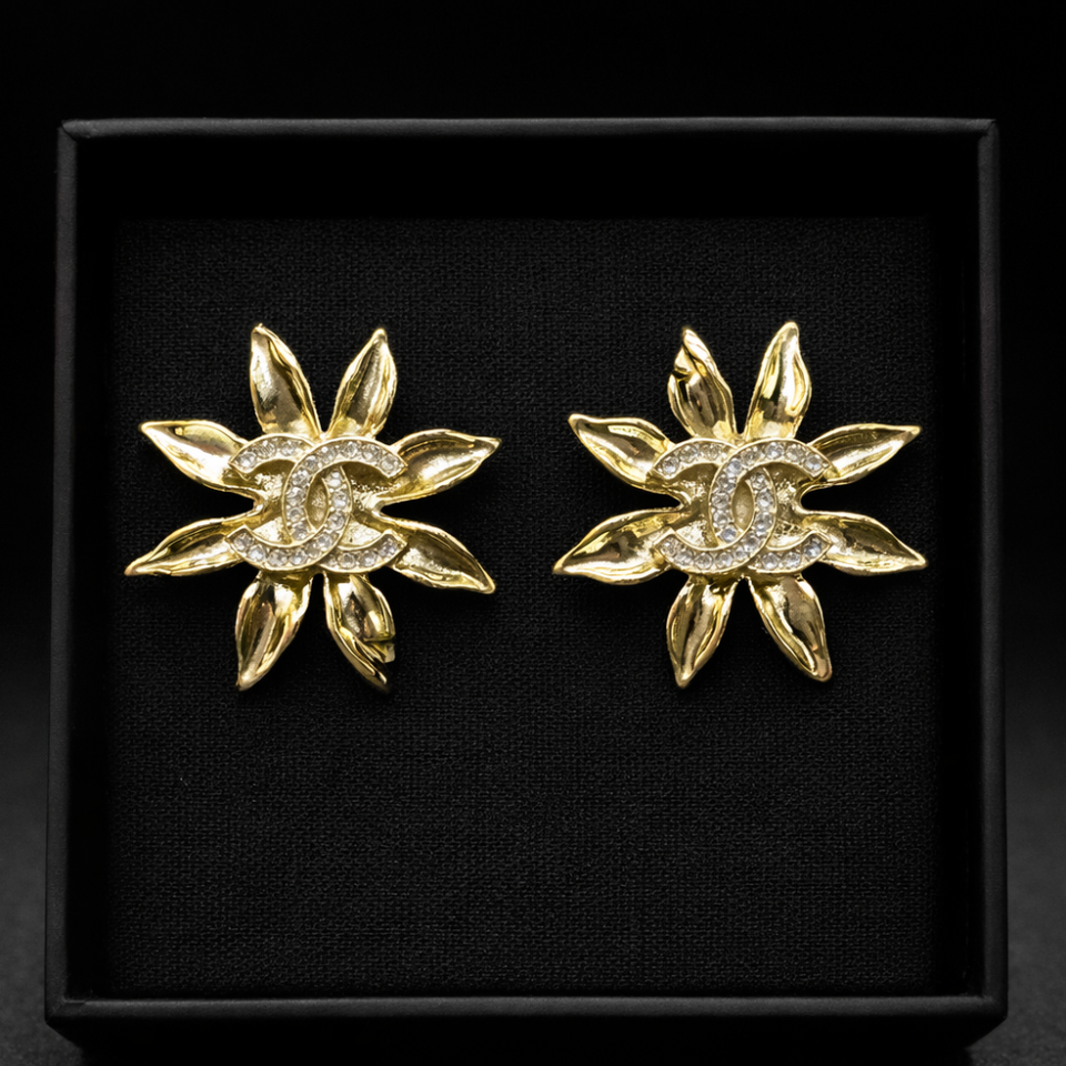 CC Gold Sunburst Earrings - E006