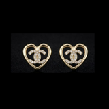 Heart Crystal CC Stud Earrings - E013
