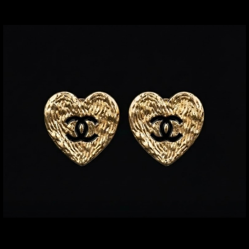 Luxe Heart CC Gold Statement Earrings - E019