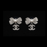 Elegant Bow Silver CC Earrings - E025