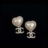 Pearl Heart Drop Earrings - E027