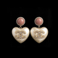 CC Pearl Heart Drop Earrings - E031