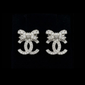 CC Bow Silver Stud Earrings - E038