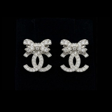 CC Bow Silver Stud Earrings - E038