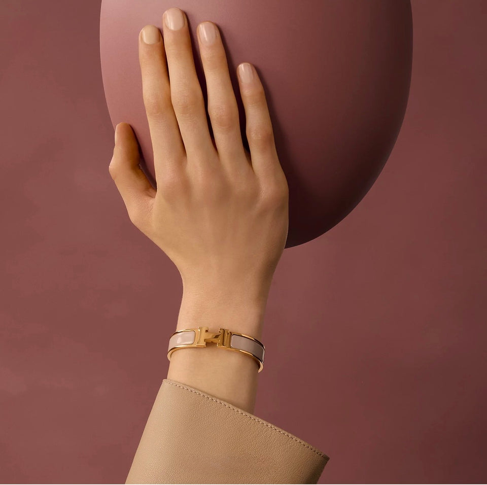 Clic H Bracelet Taupe in Gold Hardware - B009
